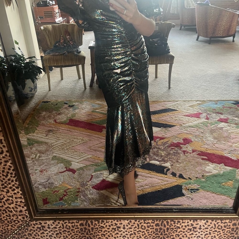 Elegant Metallic Ruched Dress